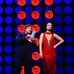Jarrod Spector as Sonny Bono and Teal Wicks as Lady in THE CHER SHOW on Broadway - photo by Joan Marcus